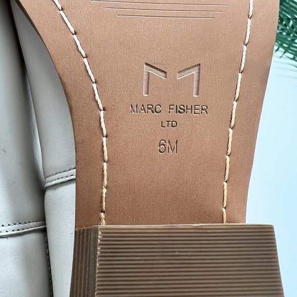 Marc Fisher Yarita White Leather Pointed Toe Low Heel Ankle Boots Size 6M - Picture 12 of 12